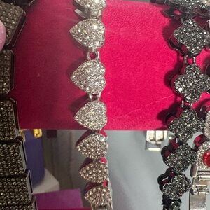 Elegant Silver and Black Heart Bracelet